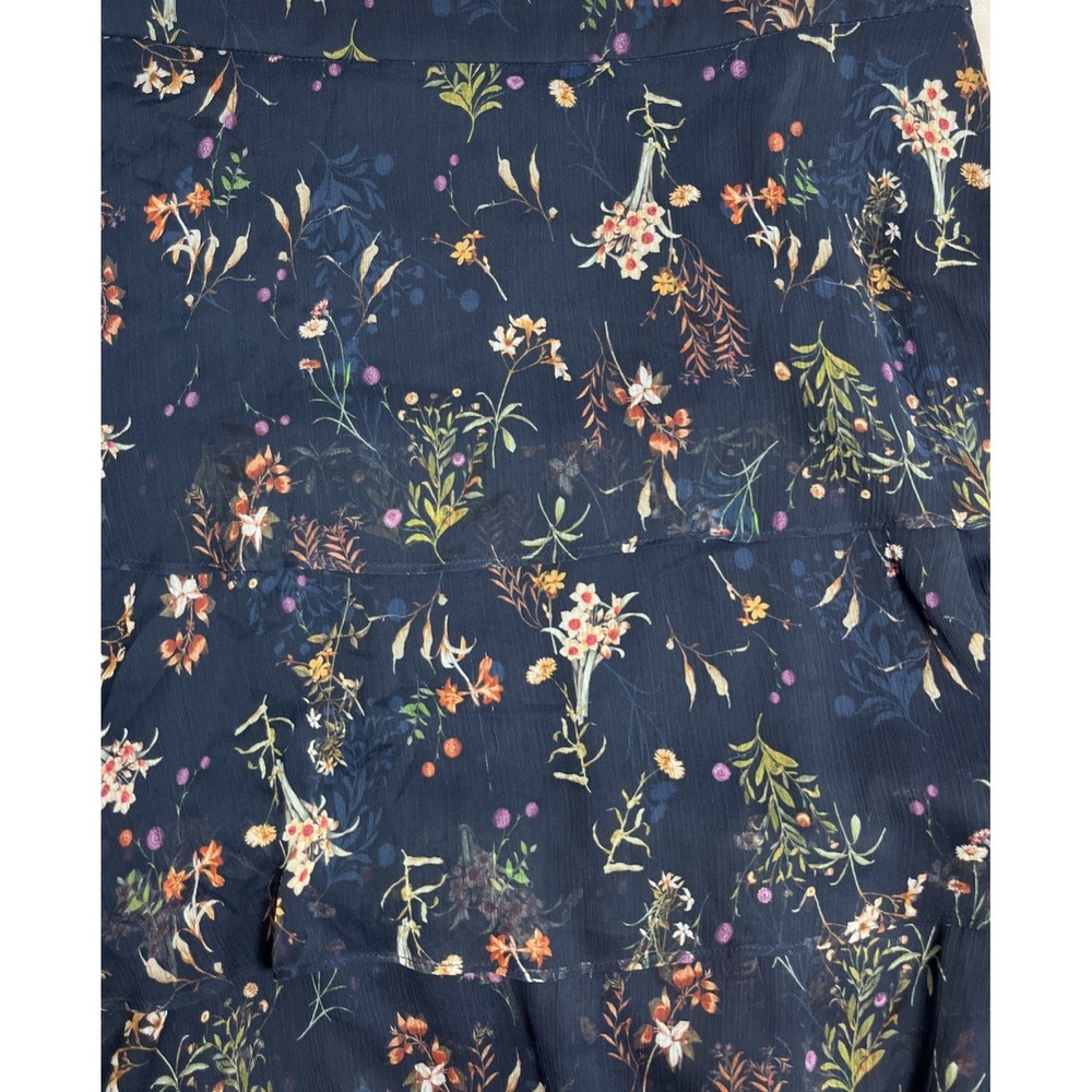 Maeve Anthropologie Skirt Size S Navy Floral Layered Ruffle Boho Feminine Summer - Picture 9 of 10